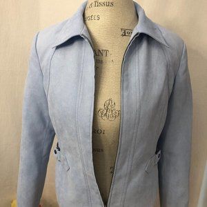 Proportion Petite Conrad C Light Blue Faux Suede Jacket. Size 4.